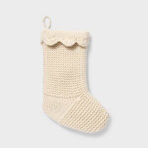 Knit Stocking with Scallop Trim Cream  - Threshold‎ Studio McGee, Target